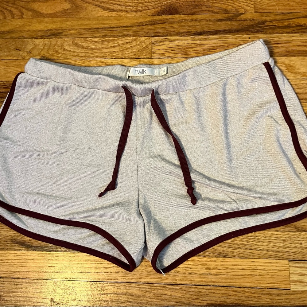 Twik Gray and Red Athletic Shorts with Elastic Waistband